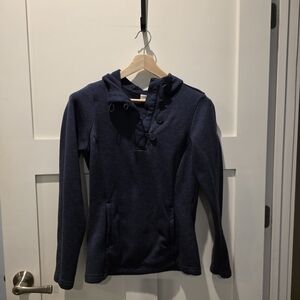 Columbia 1/4 Button Up Pullover Women Medium Heathered Blue Hoodie Cozycore